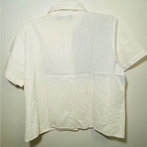 White Casual Button Down Shirt with Minimalist Design